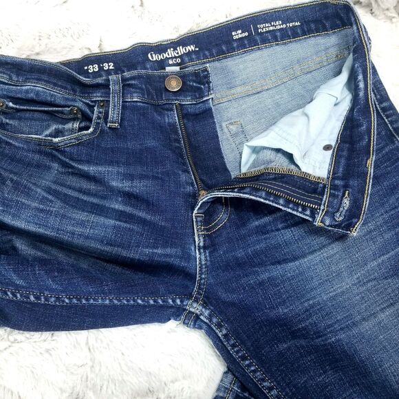 Goodfellow & Co Jeans Mens 33×32 Blue Slim Total Flex Dark Wash Denim - Picture 8 of 11